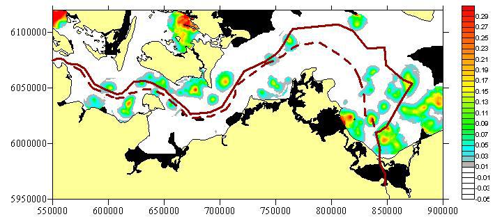 Erfassung von Seevögeln in der deutschen AWZ von Nord- und Ostsee 36 Aufgrund der vorliegenden Daten der schiffsgestützten Erfassungen sind die Bestände der beiden Seetaucherarten nicht hinreichend