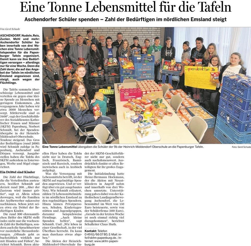 Nr.12 Zeitungsartikel zum Projekt Spendenaktion