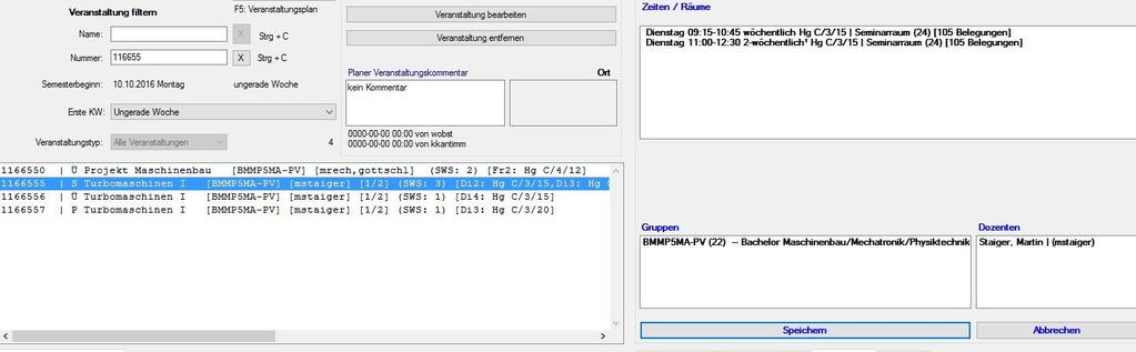 Planungsworkflow: Planungsmodus - Im Bearbeitungsmodus ist das