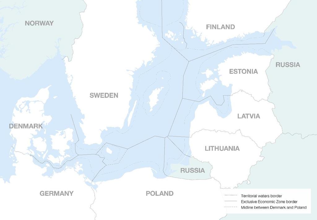 der Ausschließlichen Wirtschaftszonen (AWZ) - - - Nord Stream-Pipeline Strang A Strang B