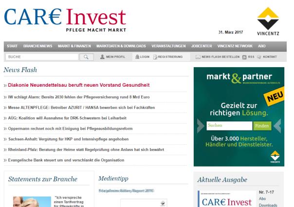 CAR Invest wendet sich an das TOP-Management der Pflegewirtschaft Factsheet careinvest-online careinvest-online.