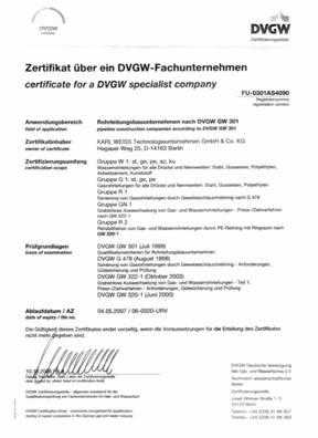 DVGW-Regelwerk für grabenlose Bauweisen Arbeitsblatt G 478 Sanierung von Gasrohrleitungen durch Gewebeschlauchrelining; Anforderungen, Gütesicherung und