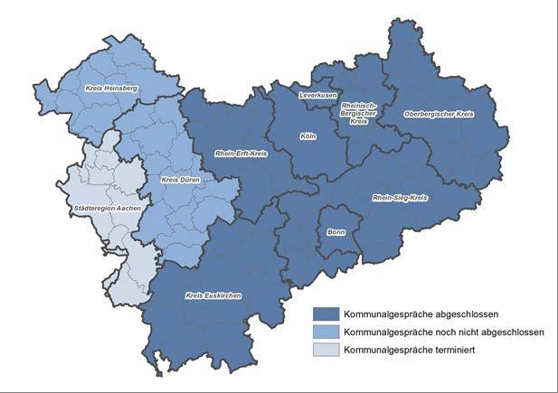 Arbeitsstand der Kommunalgespräche im Regierungsbezirk Köln Land NRW (2017)