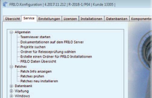 FRILO.Software Konfiguration Nützliche Servicefunktionen, Informationen und verschiedene Einstellungen können über Frilo.Konfiguration in einem separaten Fenster aufgerufen werden.