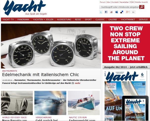Portfolio yacht.de Europas größtes Segelmagazin Kurzprofil Unter www.yacht.de trifft sich die Seglergemeinde.