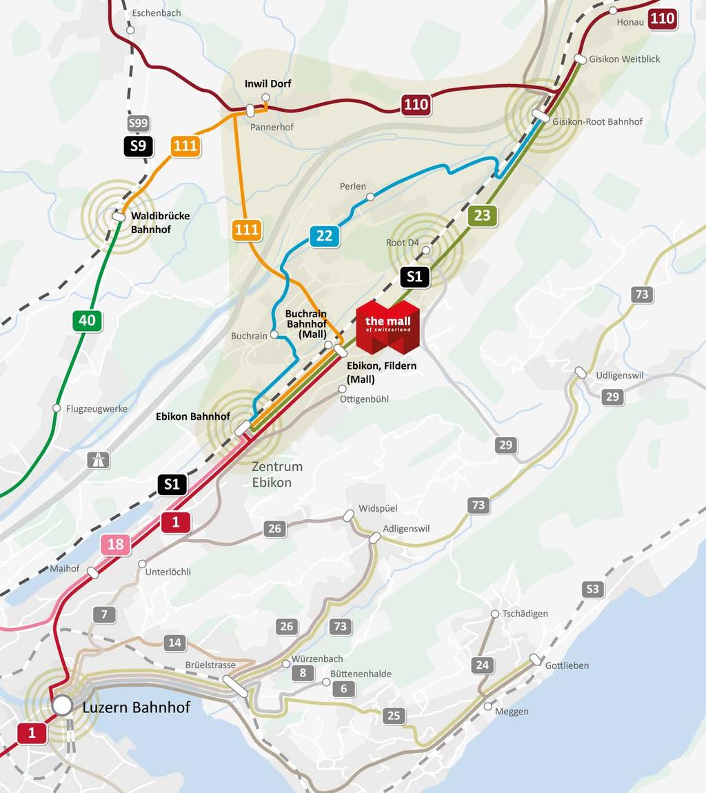 RE-Verbindungen nach Zürich Bedienung von Ebikon Neuer RegioExpress (RE) ab Ebikon nach Zürich HB (30-Minuten-Takt) Weitere Halte in Rotkreuz,