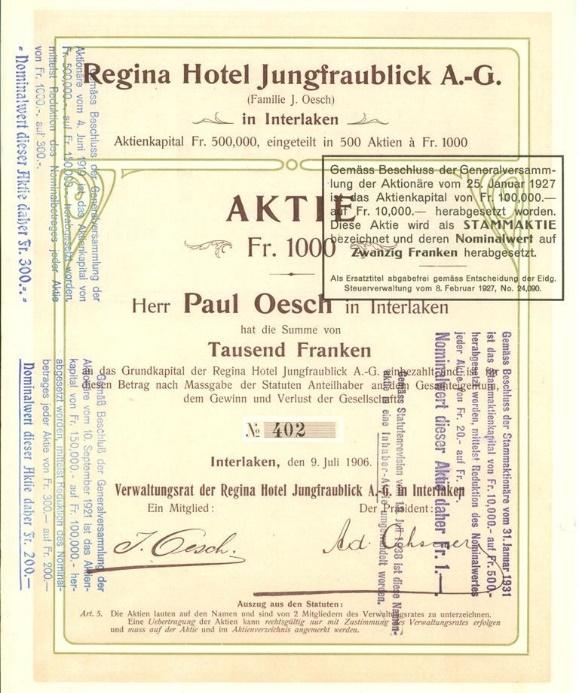 Regina Palace - Hotel Jungfraublick Interlaken und die grosse Epoche der