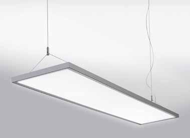 energetica ad alta resa cromatica Suspension LED étroit en aluminium Vernissé à poudres en blanc, noir ou gris Diffuseur à haute transparence en microprismes Version SDI avec angle d émission large á