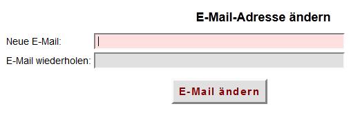 2.4.3 Menüeintrag E-Mail-Adresse ändern Da viele Informationen per E-Mail an Sie übermittelt werden, ist Ihre E-Mail-Adresse sehr wichtig, sobald diese sich ändert.