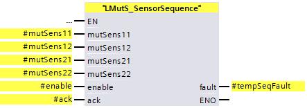 Siemens AG 2016 All rights reserved 4 Funktionsweise 4.2 Beschreibung des Codes (STEP 7-Projekt) 4.2.6 LMutS_SensorSequence Funktion Der Programmbaustein überwacht die Schaltreihenfolge der Muting-Sensoren.