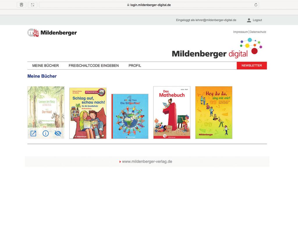 So geht s Registrieren Bücher öffnen und kaufen 1 Legen Sie sich unter www.mildenberger-digital.de ein neues Konto an. Sie benötigen dazu eine E-Mail-Adresse.