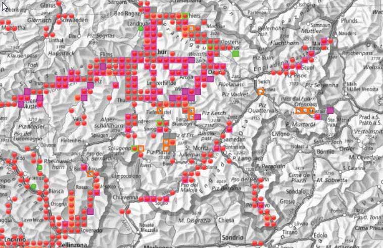 Fallbeispiel - Monitoring Graubünden 6200 Standorte mit 15600 Einträgen (Stand Dez.