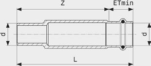 216 153 54 135 40 ET min = Einstecktiefe minimal 4 Artikel d Z L