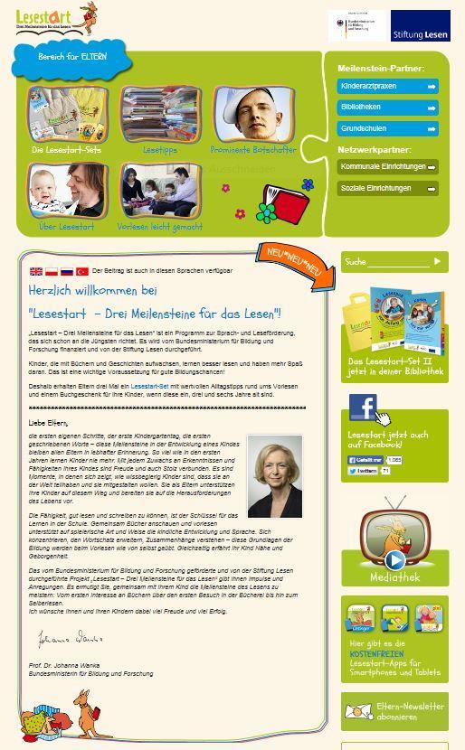 3. www.lesestart.de Die Online-Plattform Der Lesestart -Internetauftritt bietet eine breite Plattform für viele verschiedene Zielgruppen.