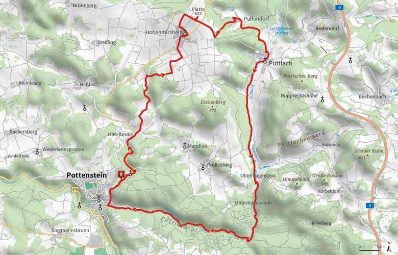 Nördlich davon führt die Tour durch das Landschaftsschutzgebiet Trockenrasenhänge bis nach Hohenmirsberg. Weiter führt der Weg zum Aussichtsturm auf der Hohenmirsberger Platte, mit 614 m ü.