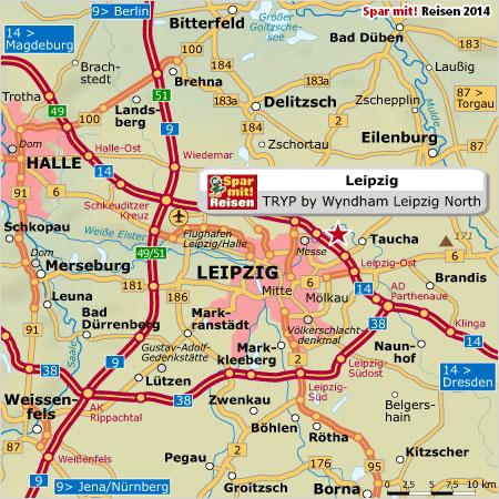 Mit dem Auto Aus dem Norden und Westen: Fahren Sie über die A 9 bis zum Schkeuditzer Kreuz und dort auf die A 14, oder gleich auf der A 14 Richtung Dresden bis zur Ausfahrt Leipzig-Messegelände.