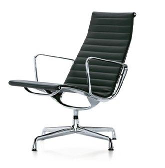 Aluminium Chairs EA 115/116 Charles & Ray Eames, 1958 Aluminium Chairs EA 115, EA 116 Materialien Rückenlehne und Sitz: Stuhl mit hoher Rückenlehne.