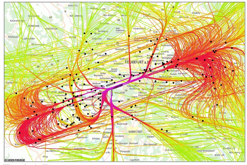 10 Der Fluglärm hat das ganze Rhein-Main-Gebiet erfasst Quelle: DFLD.de (Hintergrundkarte: unser-forum.de) Im Rhein-Main-Gebiet gibt es heute, wie das Schaubild vom 5.