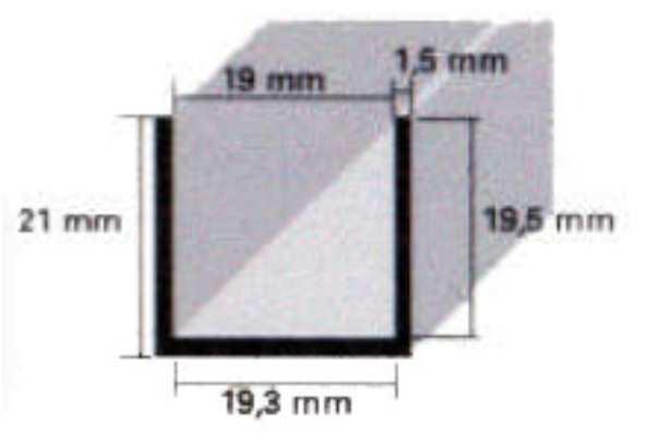 L-Profil Aluminium Trennwandprofil für 19mm Plattenstärke, EV1 eloxiert Lagerlänge 5000 mm, Art.-Nr.