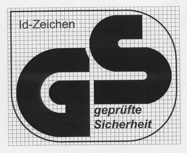 - 40 - Anlage Gestaltung des GS-Zeichens 1. Das GS-Zeichen besteht aus der Beschriftung und der Umrandung. 2. Die Dicke der Umrandung beträgt ein Drittel des Rasterabstands. 3.