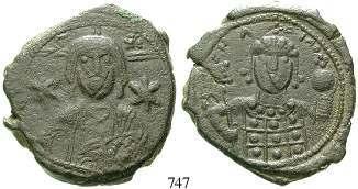 Sear 1975. ss+ 120,- 743 Romanus IV., 1068-1071 Bro-Follis 26 mm 1068-1071, Constantinopel. 6,82 g.