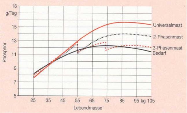 Rohproteinversorgung bei verschiedenen Rationsgestaltungen Quelle: LIKRA (2012) Abbildung 3: Phosphorversorgung bei