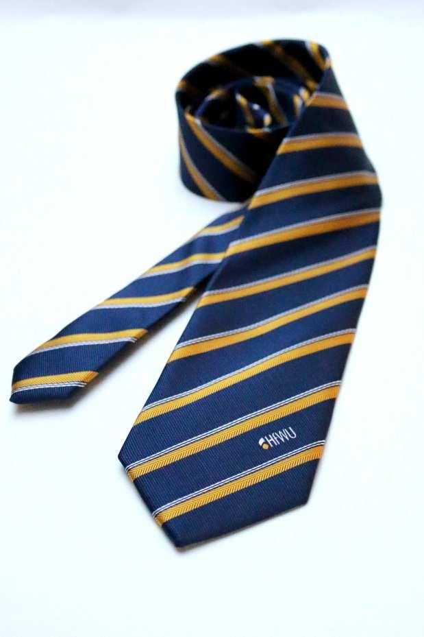 Krawatte 100% Polyester 7,50 x 150 cm Farbe: blau mit gelben Streifen