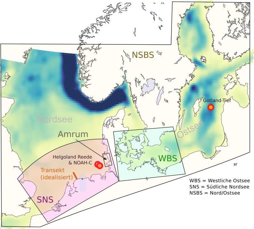 MOSSCO Synthese Übersicht der verfügbaren set-ups GB300 Fokusgebiete - Südliche Nordsee (SNS) - Westliche Ostsee (WBS) - Deutsche Bucht (GB300) Weitere Gebiete -