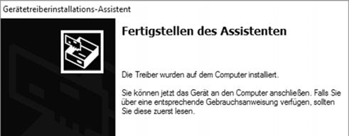 Wenn Sie das linke Fenster sehen, klicken Sie auf Fertig stellen. Anschließend wird in vielen Fällen das rechte Fenster erscheinen.