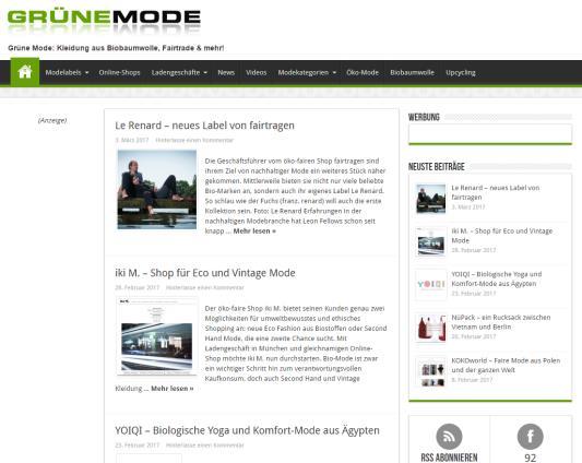 Das Online-Magazin für Kleidung aus Biobaumwolle, Fairtrade & mehr! Factsheet GRÜNE MODE gruenemode.com Das Online-Magazin gruenemode.