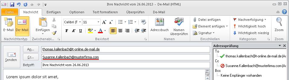 FAQ 4 faq 1. Was passiert, wenn ich eine pst-datei mit darin enthaltenen De-Mails in Outlook einbinde? De-Mails werden als E-Mails angezeigt, wenn das De-Mail Outlook Add-In nicht installiert ist.