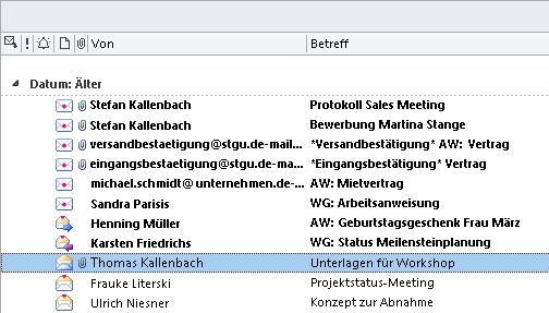 Outlook Add-In für De- Mail verwenden Markieren Sie die verfügbaren Spalten, die Sie der Ansicht hinzufügen wollen. Für eine Mehrfachauswahl halten Sie dabei die STRG-Taste gedrückt.