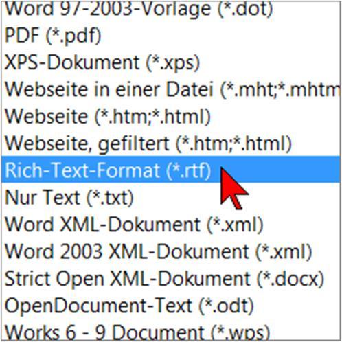 1 TXT = für den Austausch mit anderen Benutzern welche über kein Textverarbeitungsprogramm verfügen.