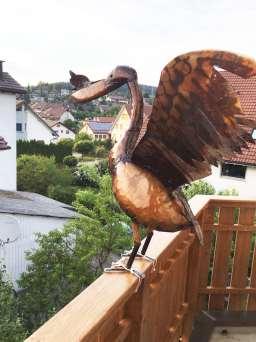 Pelikan offene Flügel