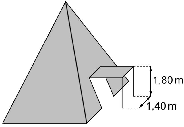 Geometrie Aufgabengruppe 2 BE Ein geschlossenes Zelt, das auf horizontalem Untergrund steht, hat die Form einer Pyramide mit quadratischer Grundfläche.