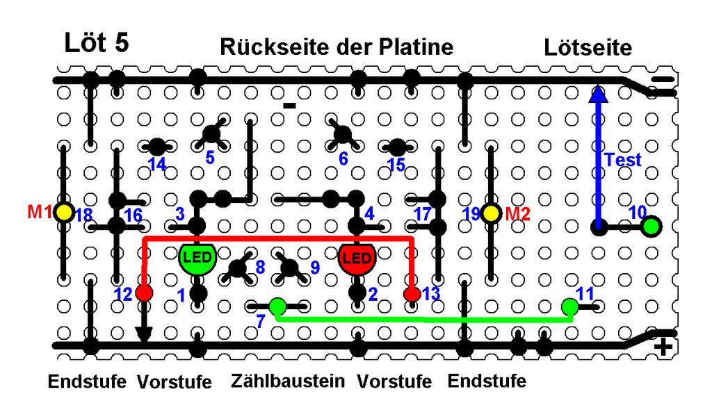 BD 136) ein und oben die Transistoren mit der ungeraden Endziffer (NPN- BD 137).