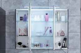 90 cm) Gloss anthracite: Mirror cabinet with LED
