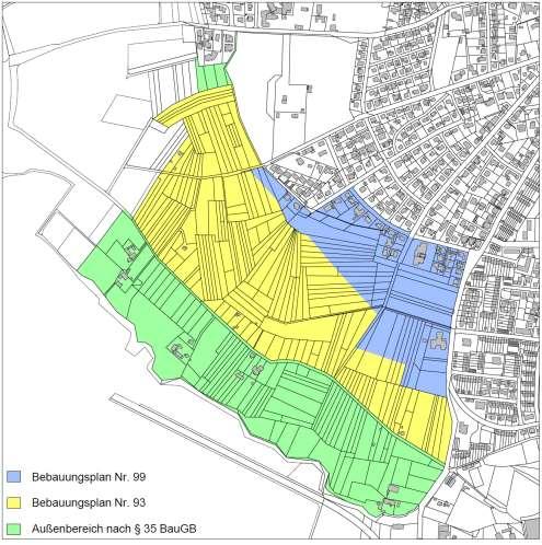 Übersicht Planungsrecht im Bereich Platzenberg - Übersicht B-Plan Nr. 93 35 BauGB B-Plan Nr.