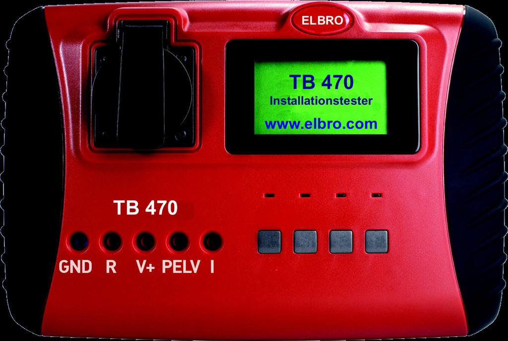 Installations- und Gerätetester / Adapter TB470 (TV470) Der TB 470 ist ein Prüfgerät zur Prüfung und Wiederholungsprüfungen von ortsveränderlichen Geräten und Anlagen nach DIN VDE 0701/0702 und 0751.