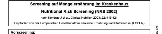 NRS- Screening Bogen Unterteilung in Vor- und