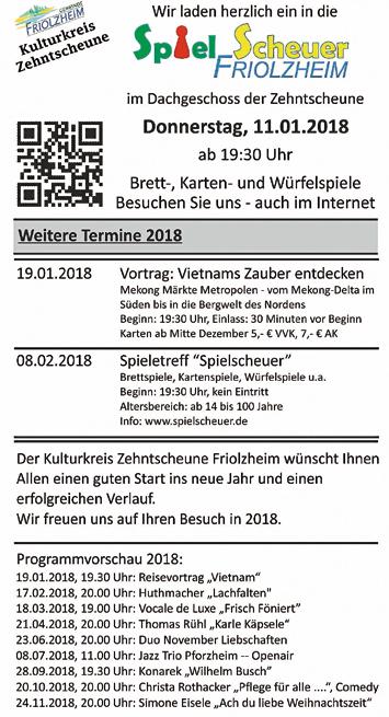 2 Nr. 4. Donnerstag, 25. Januar 2018 Amtliches Kulturkreis Zehntscheune Herr Schlieske ist Mitarbeiter des Internationalen Bundes e.v. (IB) in Pforzheim.