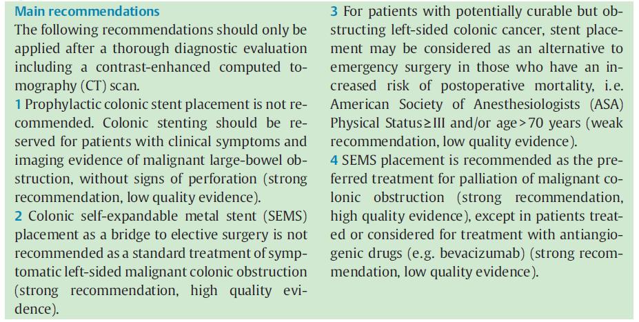 ESGE guideline 2014 Keine prophylaktische SEMS- Einlage