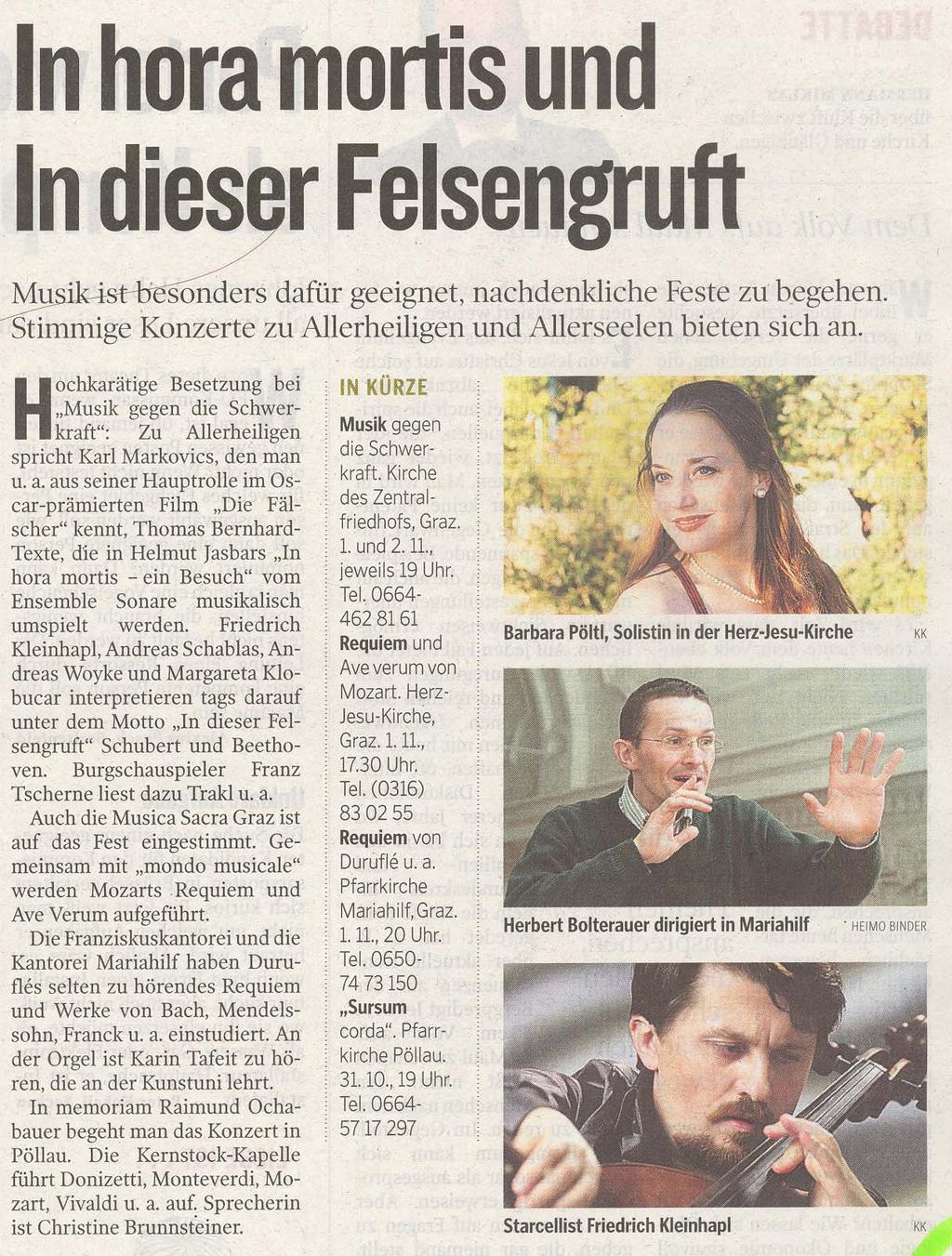 Kleine Zeitung, Aviso, 31.10.2009, S.