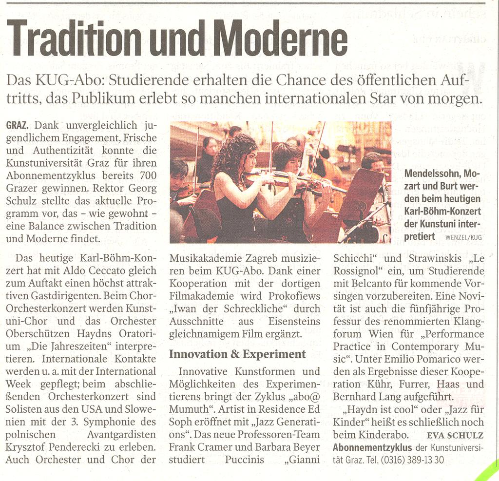 PRESSESPIEGEL - Kunstuniversität Graz - Beobachtungszeitraum 26.10.