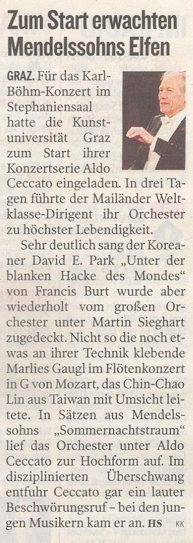 Kleine Zeitung, Kultur, 30.10.2009, S.