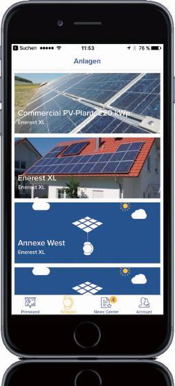 1 Solar-Log WEB Lösungen Abbildung links: Anlagenverwaltung - Abbildung mittig: Pinwand - Abbildung rechts: Bilanz - Tagesansicht Die PV-Anlagendaten immer dabei Mit der App zum Solar-Log WEB
