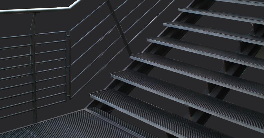 Treppenstufen / Podeste Die Stufen und Podeste des Sohler Spezialrost DBP sind mit einer zusätzlichen PVC