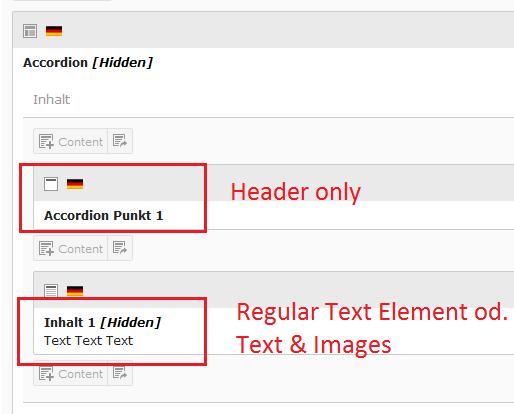 Header Only (3) Regular Text Element / Text & Images Verfahren Sie hierzu analog zu Schritt 3.2. (Erstellen von Inhalten).