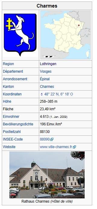 Januar 2009) zählende Kleinstadt Charmes liegt an der Mosel, zwischen Épinal und Nancy.