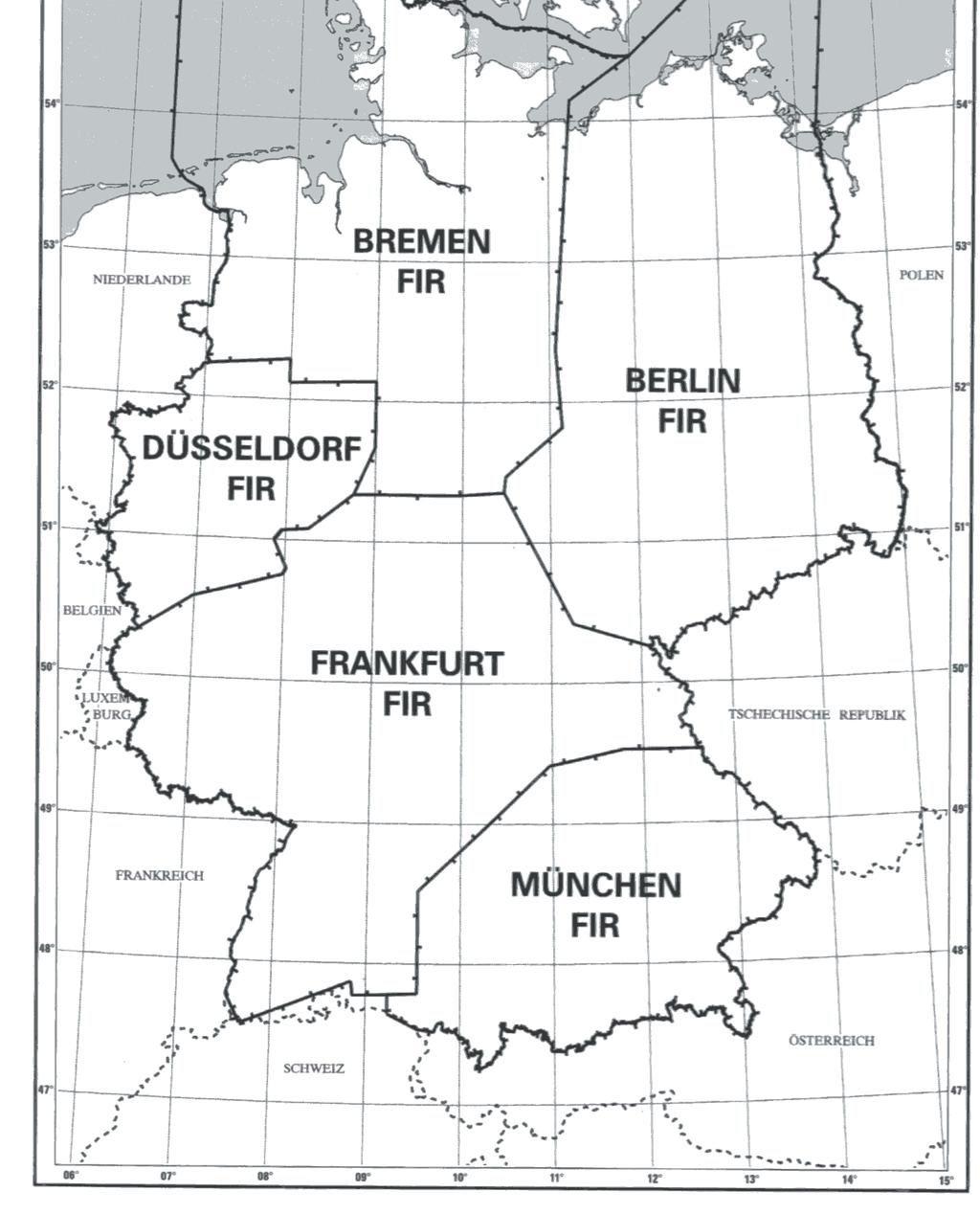 Fluginformationsgebiete: Berlin FIR Bremen FIR Düsseldorf FIR Frankfurt FIR